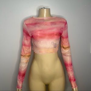 Pink long sleeve crop top